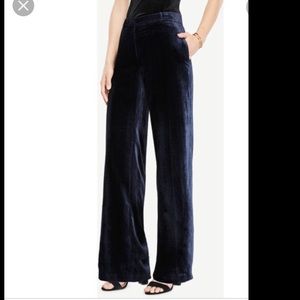 Ann Taylor blue velvet wide leg pants 6